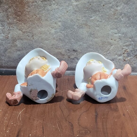 Vintage Homco Pixie Elf Figurines Bisque Set of 2 - Picture 4 of 10